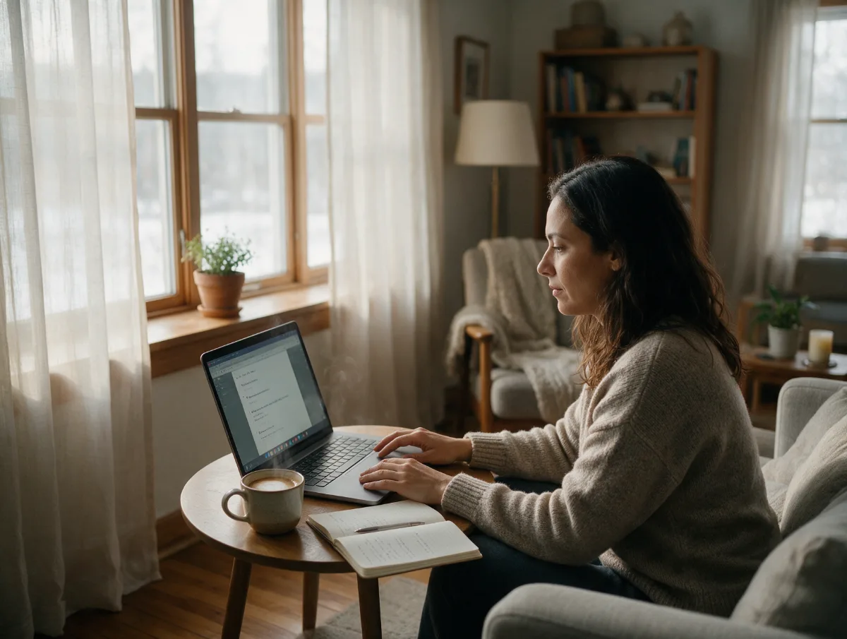 Aluna em aula de norueguês online