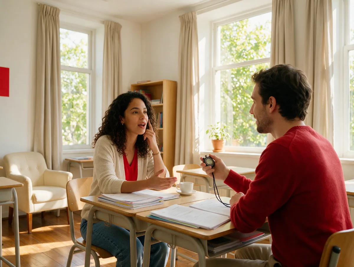 Aluna treinando speaking do IELTS com professor